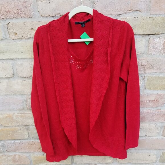 Briggs New York Red Sparkly Metallic Women's Medium Sweater - Picture 1 of 8